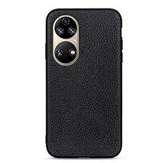 Custodia Lusso Pelle Cover B02H per Huawei P50 Pro Nero