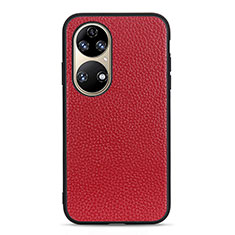 Custodia Lusso Pelle Cover B02H per Huawei P50e Rosso