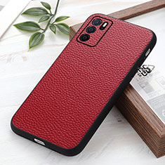 Custodia Lusso Pelle Cover B02H per Oppo A54s Rosso