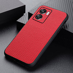 Custodia Lusso Pelle Cover B02H per Oppo A57 5G Rosso