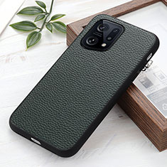 Custodia Lusso Pelle Cover B02H per Oppo Find X5 5G Verde