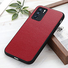 Custodia Lusso Pelle Cover B02H per Oppo Reno6 5G Rosso