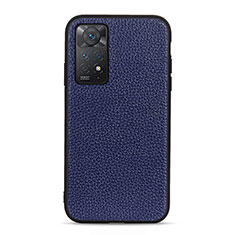 Custodia Lusso Pelle Cover B02H per Xiaomi Redmi Note 11 Pro 4G Blu