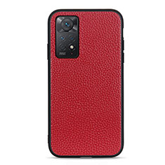 Custodia Lusso Pelle Cover B02H per Xiaomi Redmi Note 11 Pro 4G Rosso