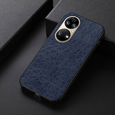 Custodia Lusso Pelle Cover B05H per Huawei P50 Pro Blu