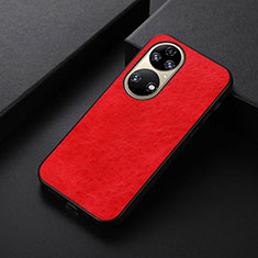 Custodia Lusso Pelle Cover B05H per Huawei P50 Pro Rosso