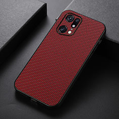 Custodia Lusso Pelle Cover B05H per Oppo Find X5 Pro 5G Rosso