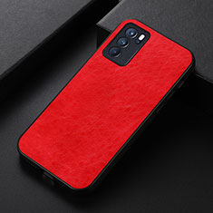 Custodia Lusso Pelle Cover B05H per Oppo Reno6 Pro 5G India Rosso