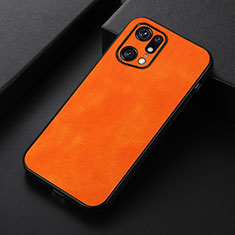 Custodia Lusso Pelle Cover B06H per Oppo Find X5 Pro 5G Arancione