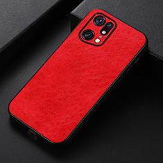 Custodia Lusso Pelle Cover B07H per Oppo Find X5 Pro 5G Rosso