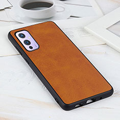 Custodia Lusso Pelle Cover B08H per OnePlus 9 5G Marrone