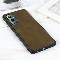 Custodia Lusso Pelle Cover B08H per OnePlus 9 Pro 5G Verde