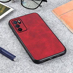 Custodia Lusso Pelle Cover B08H per Oppo A16 Rosso