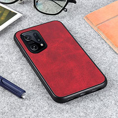 Custodia Lusso Pelle Cover B08H per Oppo Find X5 5G Rosso