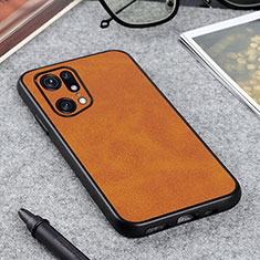 Custodia Lusso Pelle Cover B08H per Oppo Find X5 Pro 5G Marrone