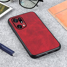 Custodia Lusso Pelle Cover B08H per Oppo Find X5 Pro 5G Rosso