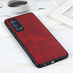 Custodia Lusso Pelle Cover B08H per Oppo Reno6 Pro 5G Rosso