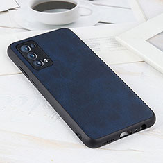 Custodia Lusso Pelle Cover B08H per Oppo Reno6 Pro+ Plus 5G Blu