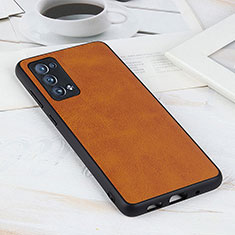 Custodia Lusso Pelle Cover B08H per Oppo Reno6 Pro+ Plus 5G Marrone