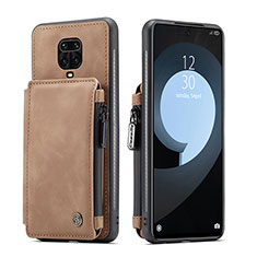 Custodia Lusso Pelle Cover C01S per Xiaomi Redmi Note 9 Pro Marrone Chiaro