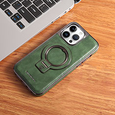 Custodia Lusso Pelle Cover con Mag-Safe Magnetic JD1 per Apple iPhone 16 Pro Verde