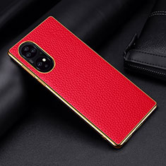 Custodia Lusso Pelle Cover DL2 per Huawei P50 Rosso