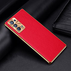 Custodia Lusso Pelle Cover DL2 per Oppo Reno6 Pro 5G Rosso