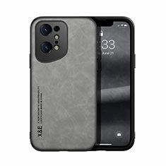 Custodia Lusso Pelle Cover DY1 per Oppo Find X5 Pro 5G Grigio