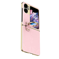 Custodia Lusso Pelle Cover GS4 per Oppo Find N2 Flip 5G Oro Rosa