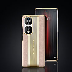 Custodia Lusso Pelle Cover JB6 per Huawei Honor 70 Pro+ Plus 5G Oro