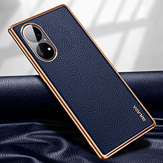 Custodia Lusso Pelle Cover LD1 per Huawei P50 Pro Blu