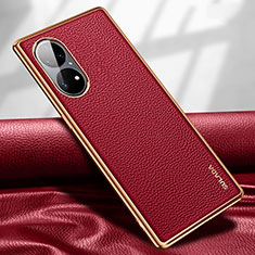 Custodia Lusso Pelle Cover LD1 per Huawei P50 Rosso