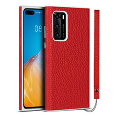 Custodia Lusso Pelle Cover N01 per Huawei P40 Rosso