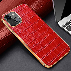 Custodia Lusso Pelle Cover per Apple iPhone 14 Rosso