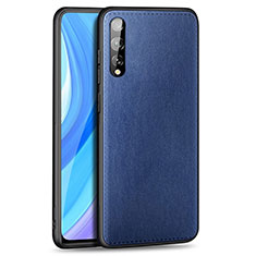 Custodia Lusso Pelle Cover per Huawei P smart S Blu