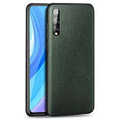 Custodia Lusso Pelle Cover per Huawei Y8p Verde