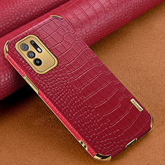 Custodia Lusso Pelle Cover per Oppo Reno5 Z 5G Rosso