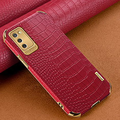 Custodia Lusso Pelle Cover per Samsung Galaxy A02s Rosso