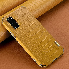 Custodia Lusso Pelle Cover per Samsung Galaxy S20 5G Giallo