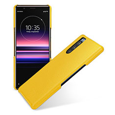 Custodia Lusso Pelle Cover per Sony Xperia 5 Giallo