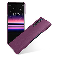 Custodia Lusso Pelle Cover per Sony Xperia 5 Viola