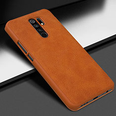 Custodia Lusso Pelle Cover per Xiaomi Redmi 9 Prime India Arancione