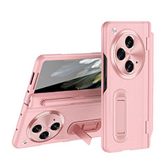 Custodia Lusso Pelle Cover QK2 per Oppo Find N3 5G Rosa