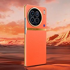 Custodia Lusso Pelle Cover QK2 per Vivo X90 5G Arancione