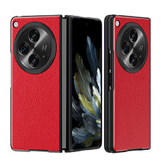 Custodia Lusso Pelle Cover QK3 per Oppo Find N3 5G Rosso