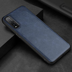 Custodia Lusso Pelle Cover R01 per Oppo Find X2 Blu