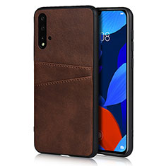 Custodia Lusso Pelle Cover R02 per Huawei Nova 5 Marrone