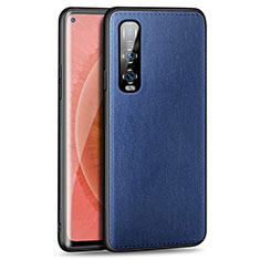 Custodia Lusso Pelle Cover R02 per Oppo Find X2 Pro Blu