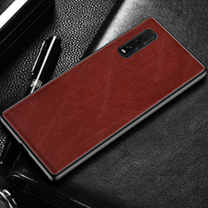 Custodia Lusso Pelle Cover R02 per Oppo Find X2 Rosso