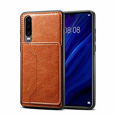 Custodia Lusso Pelle Cover R05 per Huawei P30 Arancione